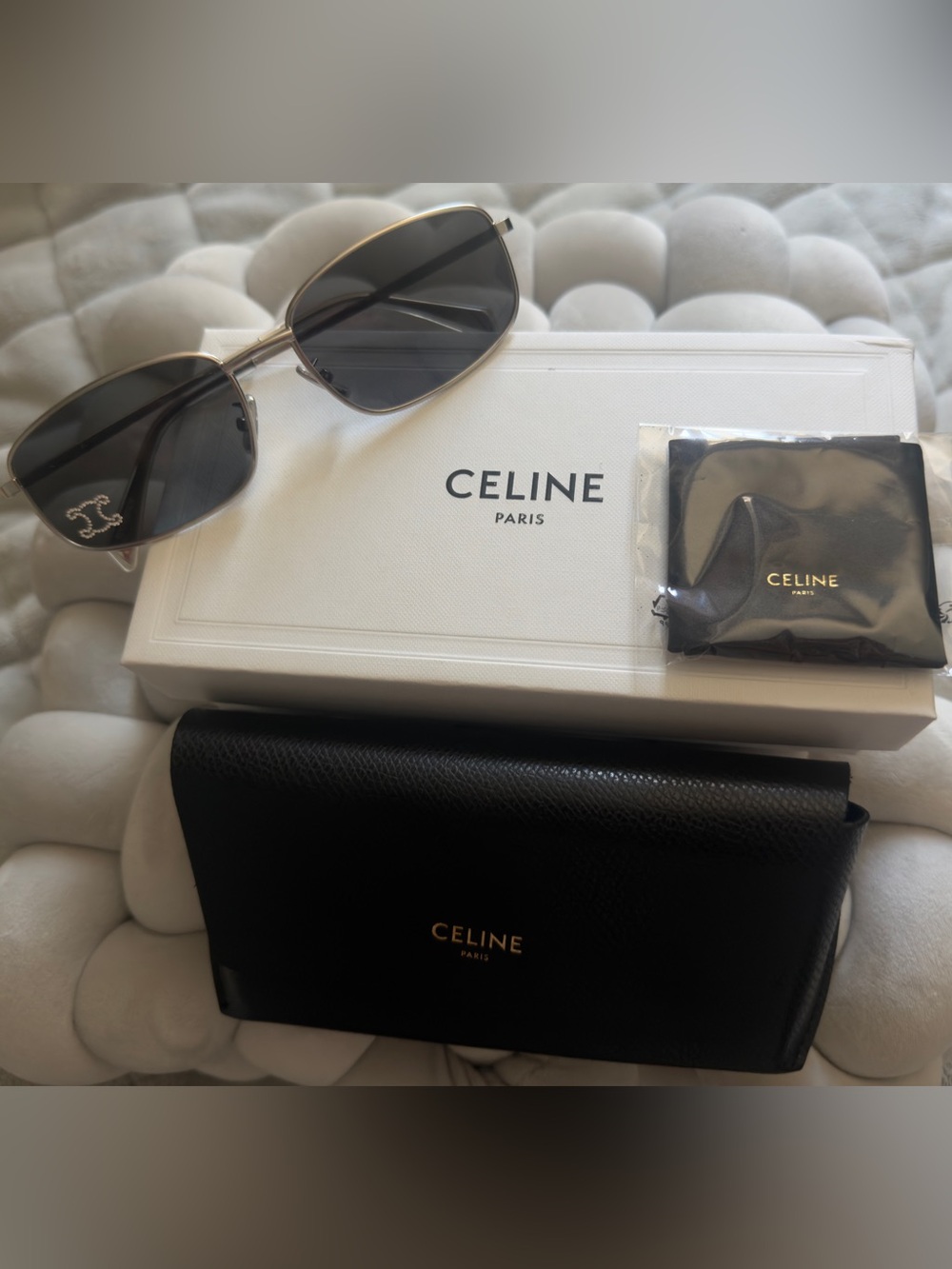 Celine Silver Frame Sunglasses with Gray Lenses